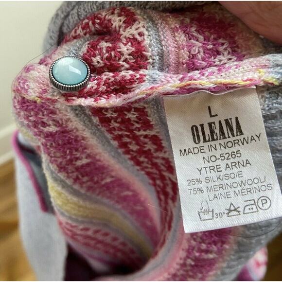 Oleana of Norway Wool Silk Fair Isle Cardigan XS/S | Nordic Designer Sweater - Picture 15 of 16